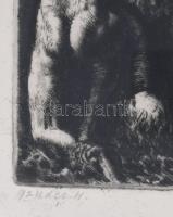 Megyesi (Medgyesi) Schwartz Antal (1897-1978): Jelenet (cím nélkül). Rézkarc, papír, jelzett, üvegez...