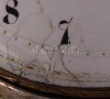 Antik ezüst (Ag) tokos kulcsos zsebóra, kulccsal, működő jelzett szerkezettel, sérült számlappal, d:...