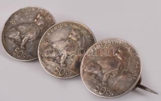 2 darab belga ezüst (Ag) érmés bross, bruttó 12g