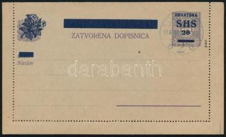 1918 Felülnyomott díjjegyes zárt levelezőlap, használatlan, Bodor vizsgálójellel