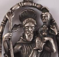 Ezüst (ag) kegytárgy medál Szent Kristóf figurájával, jelzett, nettó 29g