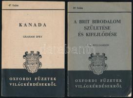 Oxfordi füzetek a világkérdésekről 2 száma (29., 47.): Williamson, J. A.: A brit birodalom születése és kifejlődése.; Graham Spry: Kanada.; Oxford, 1940-1941, Oxfordi Egyetemi Nyomda, 37 p.; 43 p. Kiadói papírkötések.