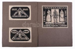 Szege Sándor szobrászművész Jókai centenáriumi emlékbélyege és adománybélyegei terveinek nyomdai fot...