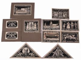 Szege Sándor szobrászművész Jókai centenáriumi emlékbélyege és adománybélyegei terveinek nyomdai fot...