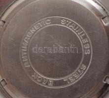 Frésard space age karóra, mechanikus, működik, szíjjal, karcokkal, 35x32 mm