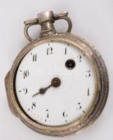 Ezüst (Ag) tokos antik zsebóra, hiányos, sérült, nem működik, d: 45mm, bruttó 70,5g