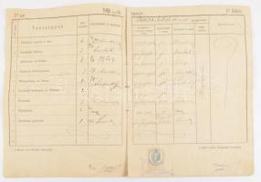 1891 Fölvételi igazolvány és leczkekönyv a Magyar-Óvári m. k. gazdasági akadémiára 12 p