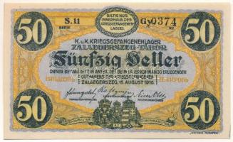 1916. Zalaegerszeg / hadifogolytábor 1916. augusztus 15. 50f arab sorozat és sorszámmal, "11 03...