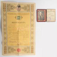 1932 Segédlevél könyvnyomdász részére + személyigazolvány illetékbélyegekkel