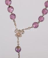 Ezüst (Ag) medálos ametiszt rózsafüzér