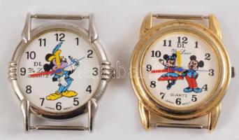 2 darab Mickey egér számlapos karóra, kvarc, működik, szíj nélkül, d: 3 cm