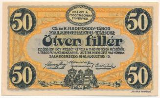 1916. Zalaegerszeg / hadifogolytábor 1916. augusztus 15. 50f arab sorozat és sorszámmal, "20 0251", "MS" jelzéssel T:XF, kis sarokhajlás, pici anyaghiány Hungary / Zalaegerszeg / POW camp 1916.08.15. 50 Heller with arabic serial numbers "20 0251", and "MS" prefix C:XF small corner fold, tiny missing material Adamo HHZ-1.3.3V