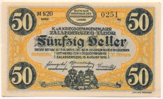 1916. Zalaegerszeg / hadifogolytábor 1916. augusztus 15. 50f arab sorozat és sorszámmal, "20 02...