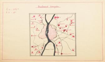 cca 1925-1940 Rajzfüzet érdekes bejegyzésekkel és rajzokkal (térképek, grafikonok, stb.)