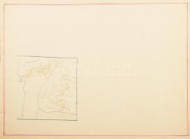 cca 1925-1940 Rajzfüzet érdekes bejegyzésekkel és rajzokkal (térképek, grafikonok, stb.)