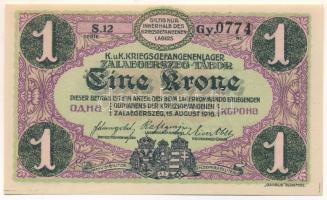 1916. Zalaegerszeg / hadifogolytábor 1916. augusztus 15. 1K arab sorozat és sorszámmal "12 0774...