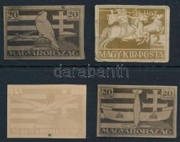 1925 Szege Sándor szobrászművész 4 db nemzeti, irredenta bélyegtervének kisméretű nyomdai fotója