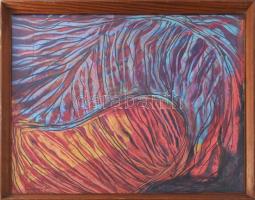 Olvashatatlan (Hincz Gy?) jelzéssel: Kompozíció. Vegyes technika, papír, üvegezett fakeretben. 41,5x52,5 cm