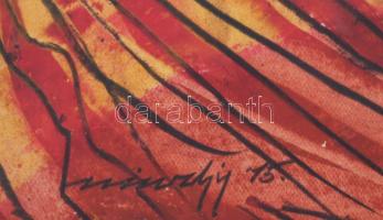 Olvashatatlan (Hincz Gy?) jelzéssel: Kompozíció. Vegyes technika, papír, üvegezett fakeretben. 41,5x...