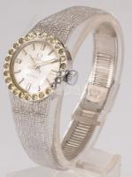 Omega 21 köves mechanikus női karóra, kopással, működik, d: 22mm