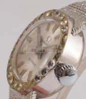 Omega 21 köves mechanikus női karóra, kopással, működik, d: 22mm