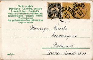 1903 Karácsonyi üdvözlet / Christmas greeeting art postcard, snowman dancing with lady. H.G.C. (kopo...