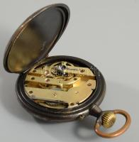 LeCoultre Gunmetal antik zsebóra, fém tokos, működik, d: 5 cm