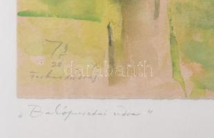 Farkas András (1920-1991): Bakópusztai udvar. Akvarell, papír, jelezve balra lent. Üvegezett fakeret...