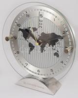 Asztali óra világtérkép számlappal, m: 21 cm