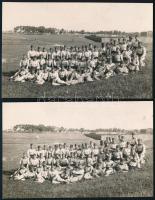 cca 1930 Katonai csoportképek, 2 db fotólap Schäffer udvari fényképész budapesti műterméből, jó állapotban, 9x14 cm