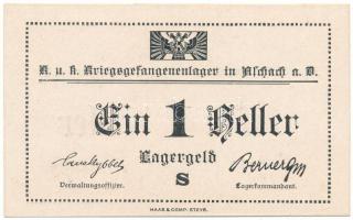 Ausztria 1916-1918 k. Aschach Hadifogolytábor 1h "Sammler" (gyűjtői kiadás) T:AU Austria cca. 1916-1918. Aschach / POW camp 1 Heller "Sammler" (collector issue) C:AU Camb#1311