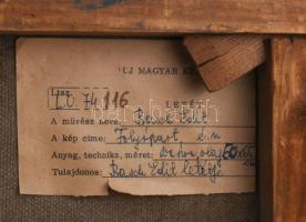 Basch Edit (1895-1980): Folyópart. Olaj, vászon, jelzés nélkül. Hátoldalán Új Magyar Képtár raglapjá...