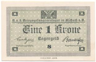 Ausztria 1916-1918 k. Aschach Hadifogolytábor 1K "Sammler" (gyűjtői kiadás) T:UNC,AU Austria cca. 1916-1918. Aschach / POW camp 1 Krone "Sammler" (collector issue) C:UNC,AU Camb#1316