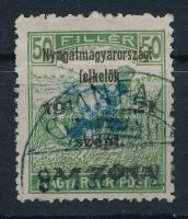 Nyugat-Magyarország (II.) 1921 Arató 50f hármaslyukasztással "CINFAL(VA)", Bodor vizsgálójellel (30.000)