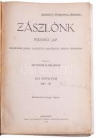 1917-1918 A Zászlónk c. ifjúsági folyóirat XVI. évf. 1-10. számai egybekötve, félvászon-kötésben, kissé viseltes állapotban, részben szétváló fűzéssel, ázásnyomokkal, a címlapok a kötet végére kötve.