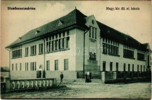 Dicsőszentmárton, Tarnaveni, Diciosanmartin; Magyar királyi állami elemi iskola. Dosztál Erzsébet kiadása / primary school (fl)