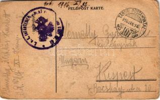 1916 Feldpostkarte / egyedi, kézzel rajzolt első világháborús tábori posta levelezőlap / WWI Austro-...