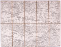 cca 1900 Tulln an der Donau, Korneuburg, Klosterneuburg környéke (Ausztria), katonai térkép, körbevágva, vászonra kasírozva, 37,5x51 cm