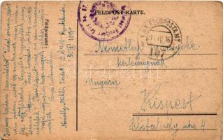 1916 Feldpostkarte / egyedi, kézzel rajzolt első világháborús tábori posta levelezőlap, vízhordó lov...