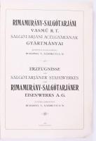Rimamurány-Salgótarjáni Vasmű Rt. Salgótarjáni Acélgyárának gyártmányai. Bp., 1928, Posner. 190p. Ki...