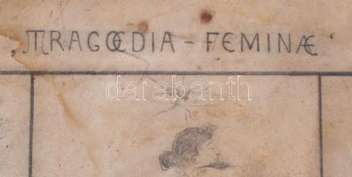 Simay Imre (1874-1955): Tragoedia feminae (erotikus rajz), 1897. Ceruza, papír, jelzett. Kartonra ka...