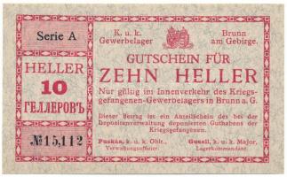 Ausztria / Brunn am Gebirge hadifogolytábor 1914-1918 k. 10h T:UNC,AU Austria / Brunn am Gebirge POW camp 1914-1918. 10 Heller C:UNC,AU