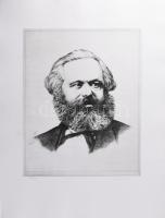 Kovács Imre (1944-): Marx Károly portréja. Rézkarc, papír, jelzett, számozott (32/100). 39,5x29 cm