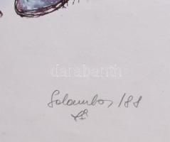 Galambos Tamás (1939-): Kicsúfolás. Színezett litográfia, papír, jelzett, számozott (100/82). Hátold...