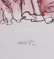 Galambos Tamás (1939-): Kicsúfolás. Színezett litográfia, papír, jelzett, számozott (100/82). Hátold...