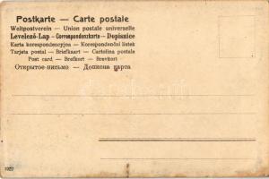 Boldog Újévet / New Year greeting art postcard, lady with pigs, clover and chimney sweeper drawing. ...