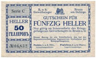 Ausztria / Brunn am Gebirge hadifogolytábor 1914-1918 k. 50h T:UNC,AU Austria / Brunn am Gebirge POW camp 1914-1918. 50 Heller C:UNC,AU