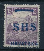 SHS 1918 Fehérszámú Arató 15f, Bodor vizsgálójellel (40.000)