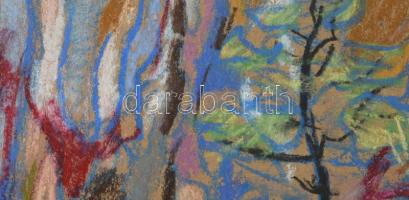 Benyó Ildikó - Penci (1946-2011): Sziklás táj. Kréta, papír, jelzett. Hátoldalán Képcsarnok Vállalat...