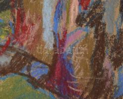 Benyó Ildikó - Penci (1946-2011): Sziklás táj. Kréta, papír, jelzett. Hátoldalán Képcsarnok Vállalat...